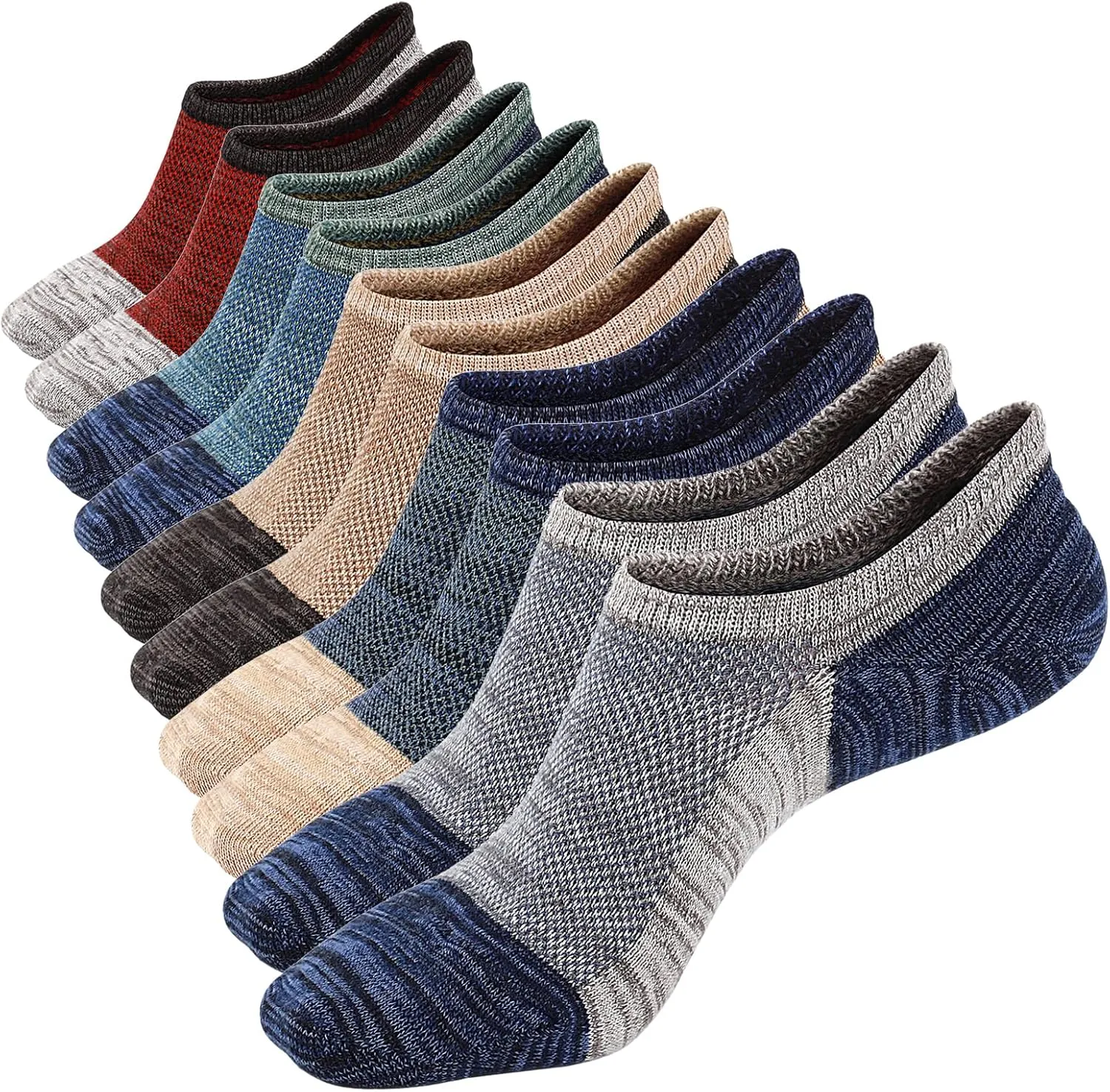 Mottee&Zconia No Show Socks for Men/Women Short Cotton Casual Anti-Skid Non Slip Low Cut Men Invisible Moisture Wicking Socks 5Pack