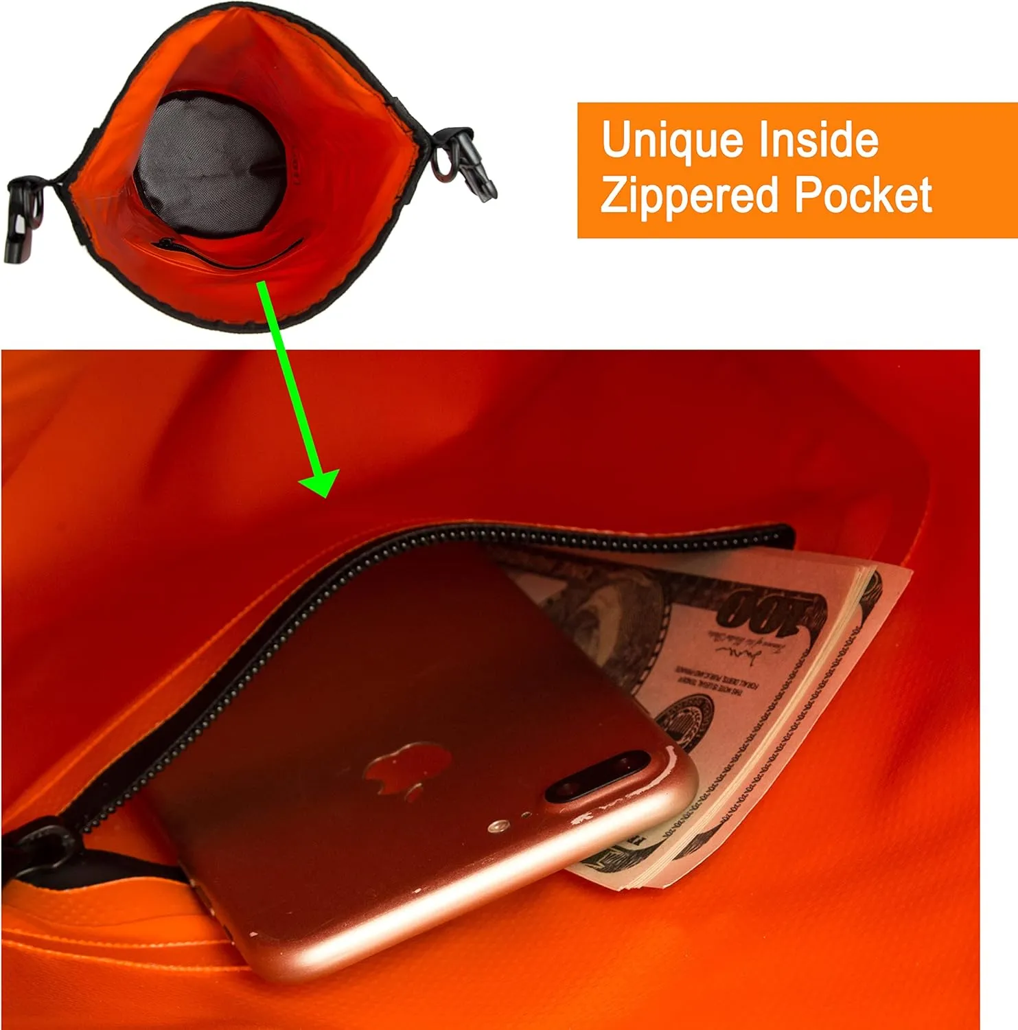 Mountain Land Waterproof Beach Dry Bag 30L Roll Top Backpack Boat Bag Dry Sack for Kayaking Rafting Fishing Hiking Camping Orange