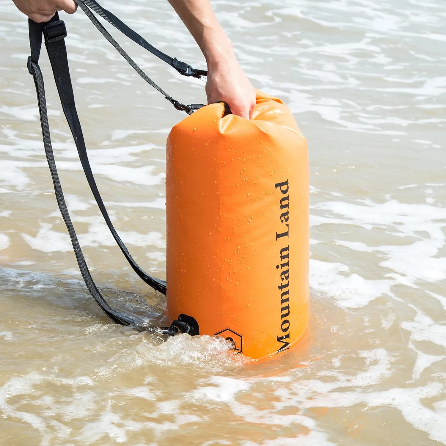 Mountain Land Waterproof Beach Dry Bag 30L Roll Top Backpack Boat Bag Dry Sack for Kayaking Rafting Fishing Hiking Camping Orange