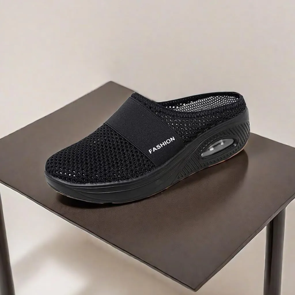 Mules for Women Men Diabetic Air Cushion Slip On Walking Shoes Breathable Mesh Sports Slippers Shoes with Arch Support
