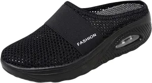 Mules for Women Men Diabetic Air Cushion Slip On Walking Shoes Breathable Mesh Sports Slippers Shoes with Arch Support