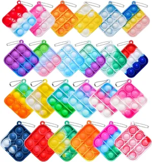 Multicolor 150 Pack Color Mini Squeeze Pop Bubble Fidget Sensory Toys, Mini Keychain, Wrap Small Relieve Anxiety Stress Toy, Pop Bulk Silicone Classroom Prize for Kids Adult Party Gift
