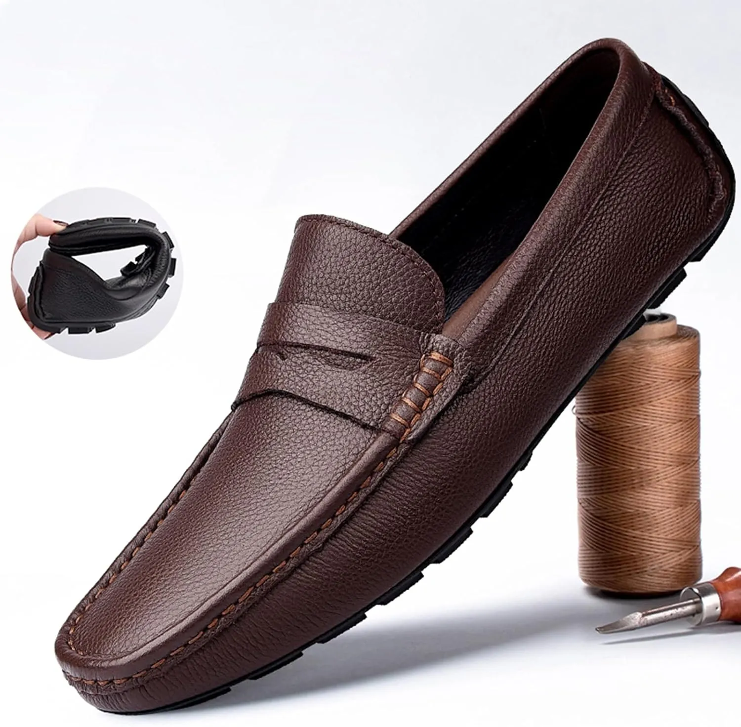 MWX Men's Dress Loafers Black Casual Slip On Shoes Fashion Soft Lightweight Boat Shoes