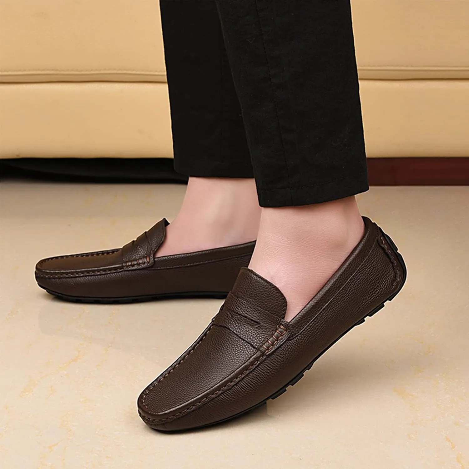 MWX Men's Dress Loafers Black Casual Slip On Shoes Fashion Soft Lightweight Boat Shoes