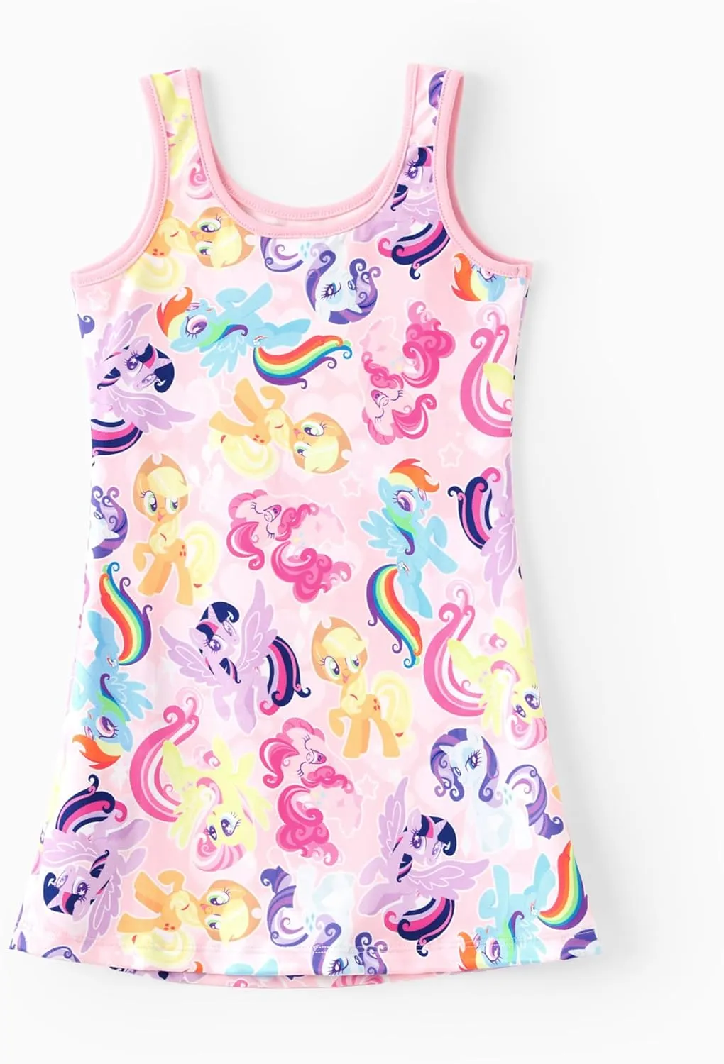 My Little Pony Girls Dress, Unicorn & Rainbow Print Sleeveless Casual Style Summer Sundress, Party & Playdate Outfit A-Line
