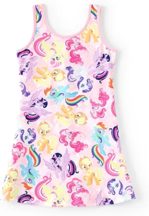 My Little Pony Girls Dress, Unicorn & Rainbow Print Sleeveless Casual Style Summer Sundress, Party & Playdate Outfit A-Line
