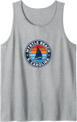 Myrtle Beach South Carolina SC Vintage Sailboat Retro 70s Tank Top