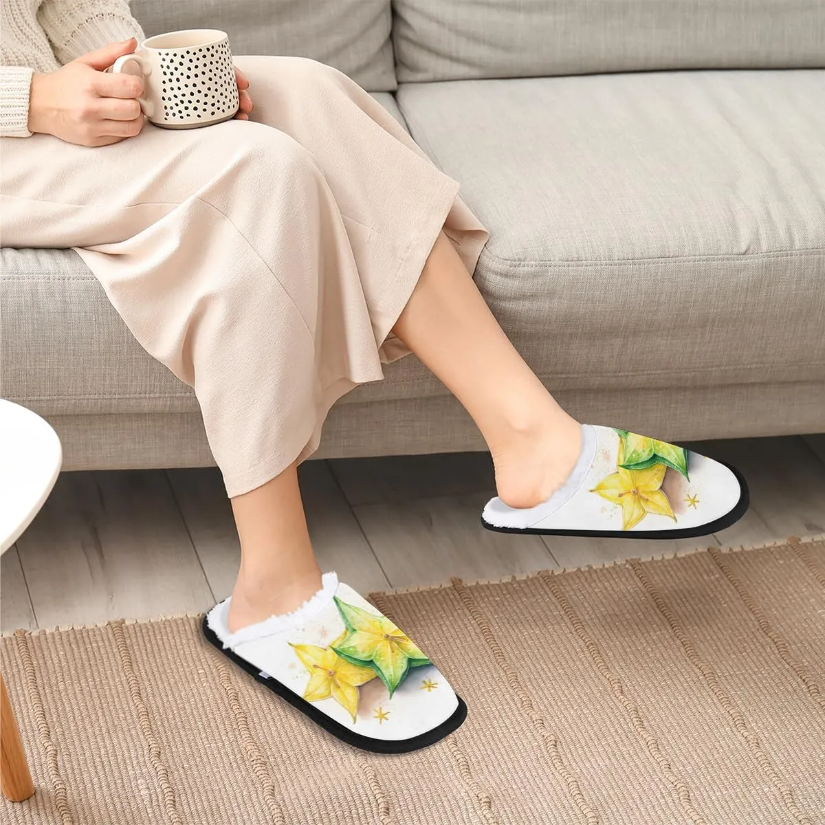 Nectarines Women's Indoor Bedroom Slippers Soft Fuzzy Slip On House Slippers for Winter Bedroom Outdoor