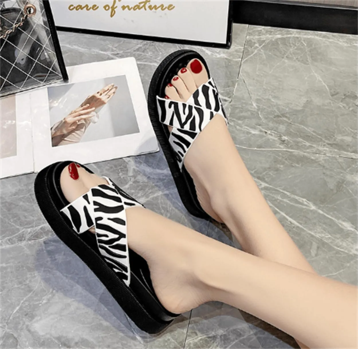 Nevka Women's Flip Flops & Beach Slippers in Trendy Leopard and Zebra Prints Stride into Summer Chic Fashionista with Ins Style
