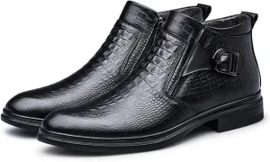 New Ankle Boots For Men Crocodile Print Monk belt With Zipper Non Slip Anti-slip Wearable Waterproof Slip On Work Classic
