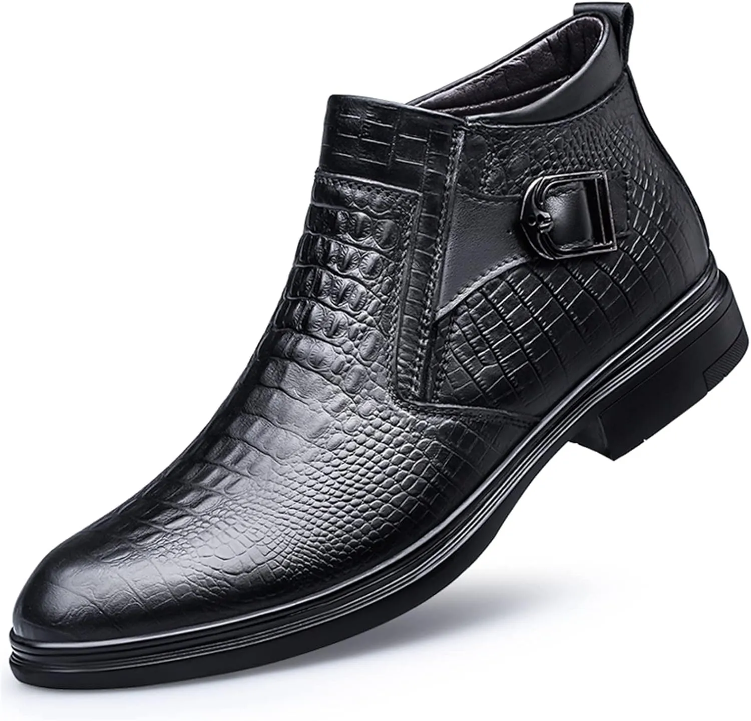 New Ankle Boots For Men Crocodile Print Monk belt With Zipper Non Slip Anti-slip Wearable Waterproof Slip On Work Classic
