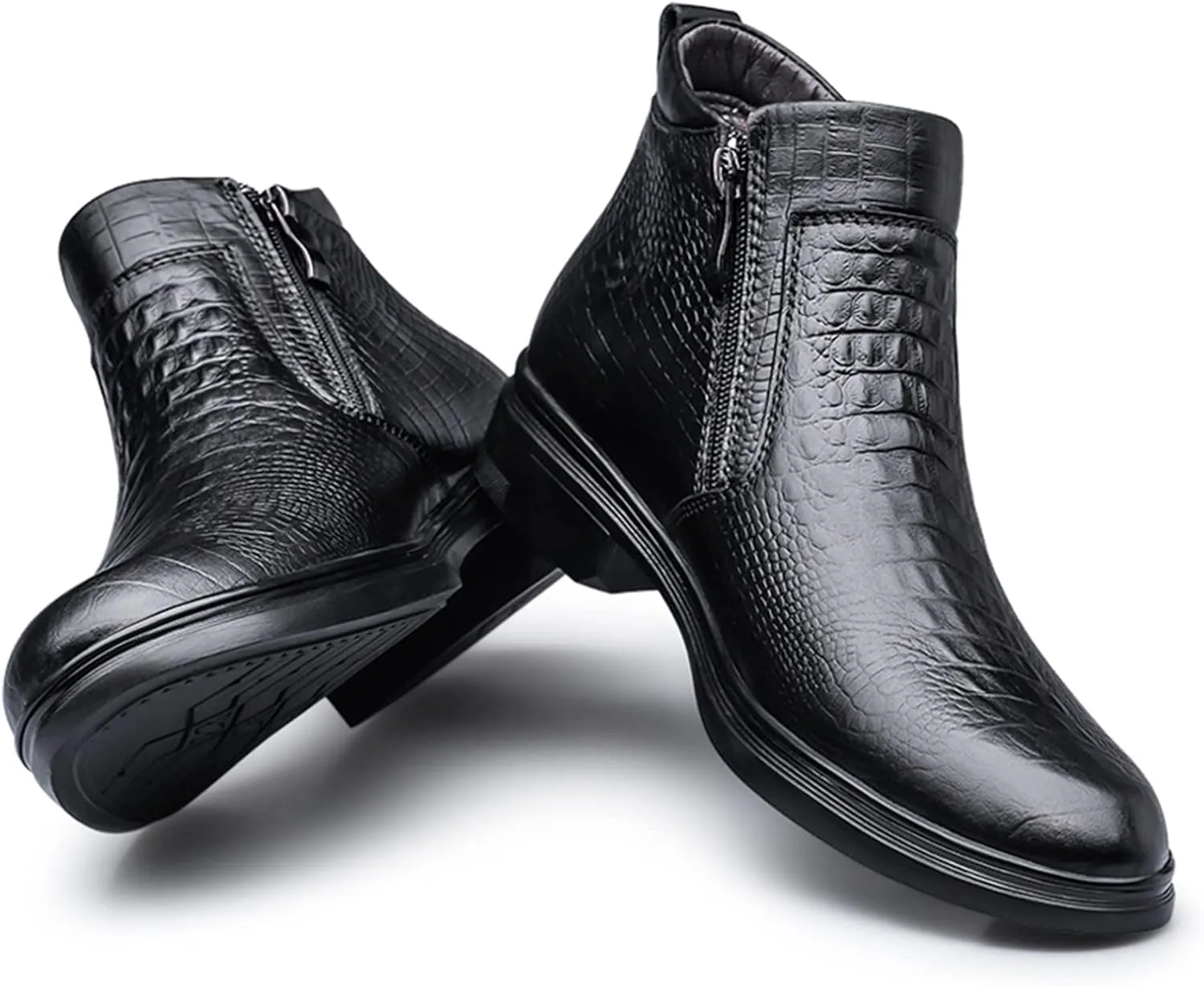 New Ankle Boots For Men Crocodile Print Monk belt With Zipper Non Slip Anti-slip Wearable Waterproof Slip On Work Classic