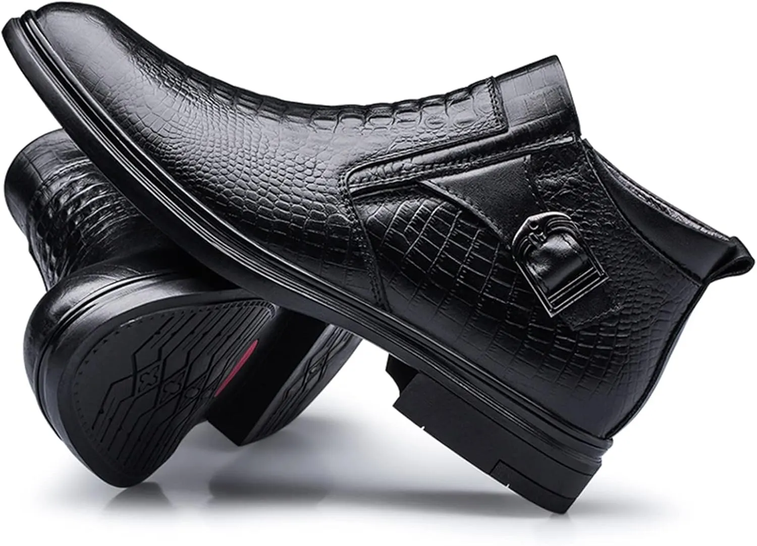 New Ankle Boots For Men Crocodile Print Monk belt With Zipper Non Slip Anti-slip Wearable Waterproof Slip On Work Classic
