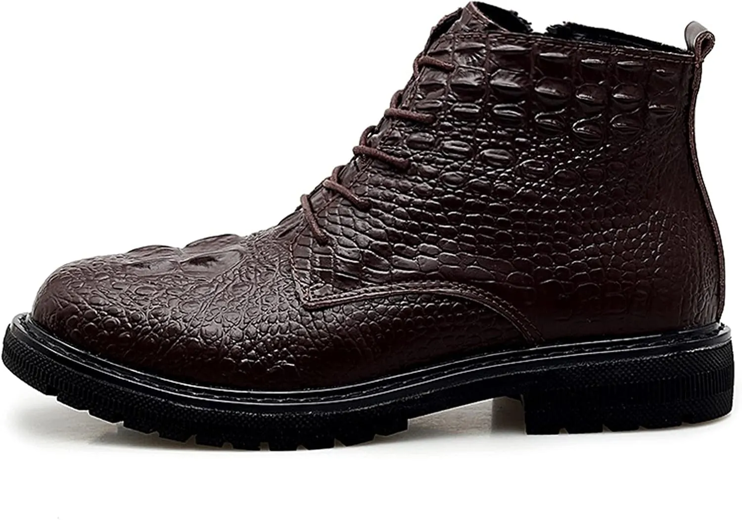 New Men's Chelsea Ankle Boots Double Side Zip Crocodile Print Cowhide Leather Slip On Wearable Anti-slip Non Dress Work Slip On