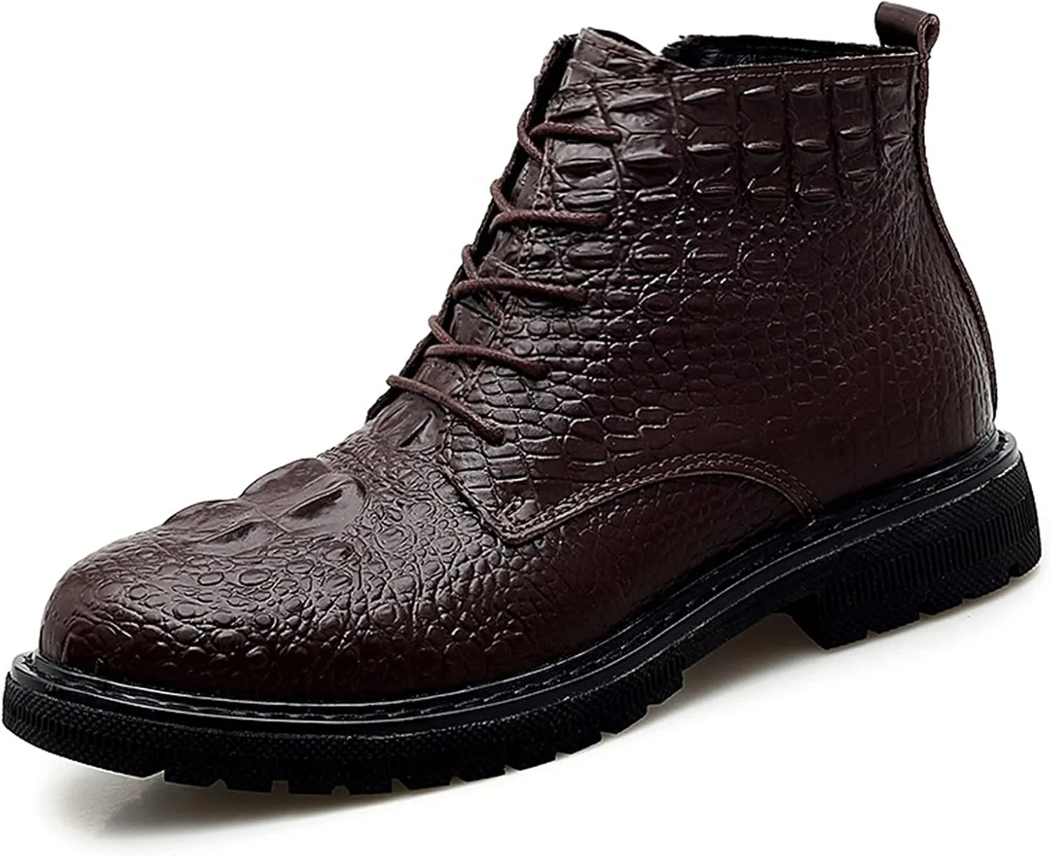 New Men's Chelsea Ankle Boots Double Side Zip Crocodile Print Cowhide Leather Slip On Wearable Anti-slip Non Dress Work Slip On
