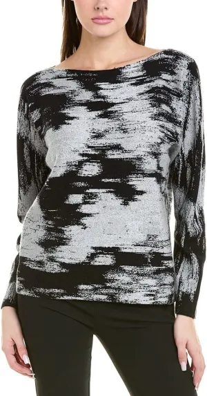 New York Womens Cashmere Blend Metallic Pullover Sweater Black M