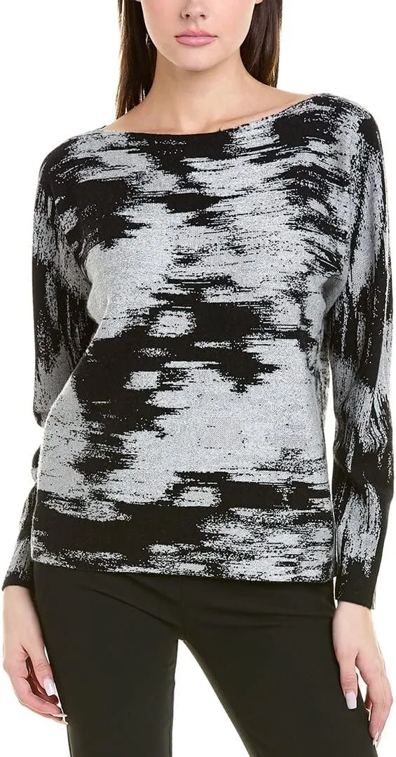 New York Womens Cashmere Blend Metallic Pullover Sweater Black M
