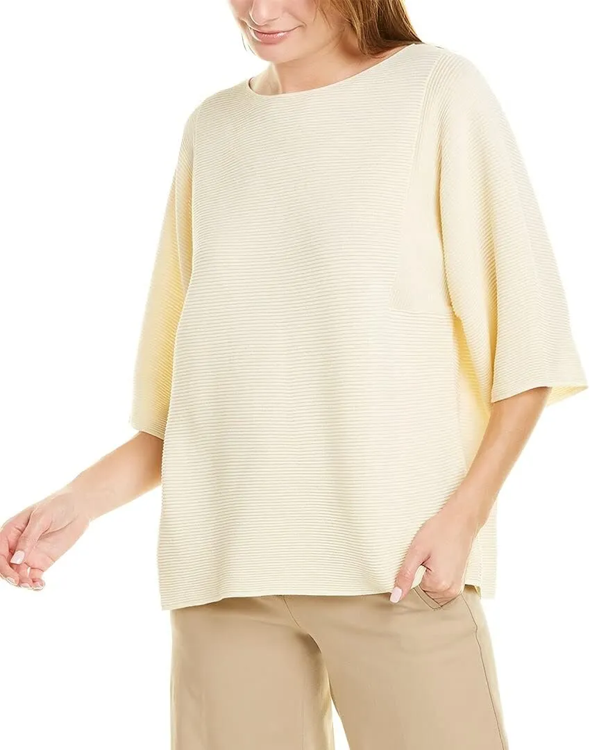New York Womens Ribbed Bell Sleeves T-Shirt Yellow L