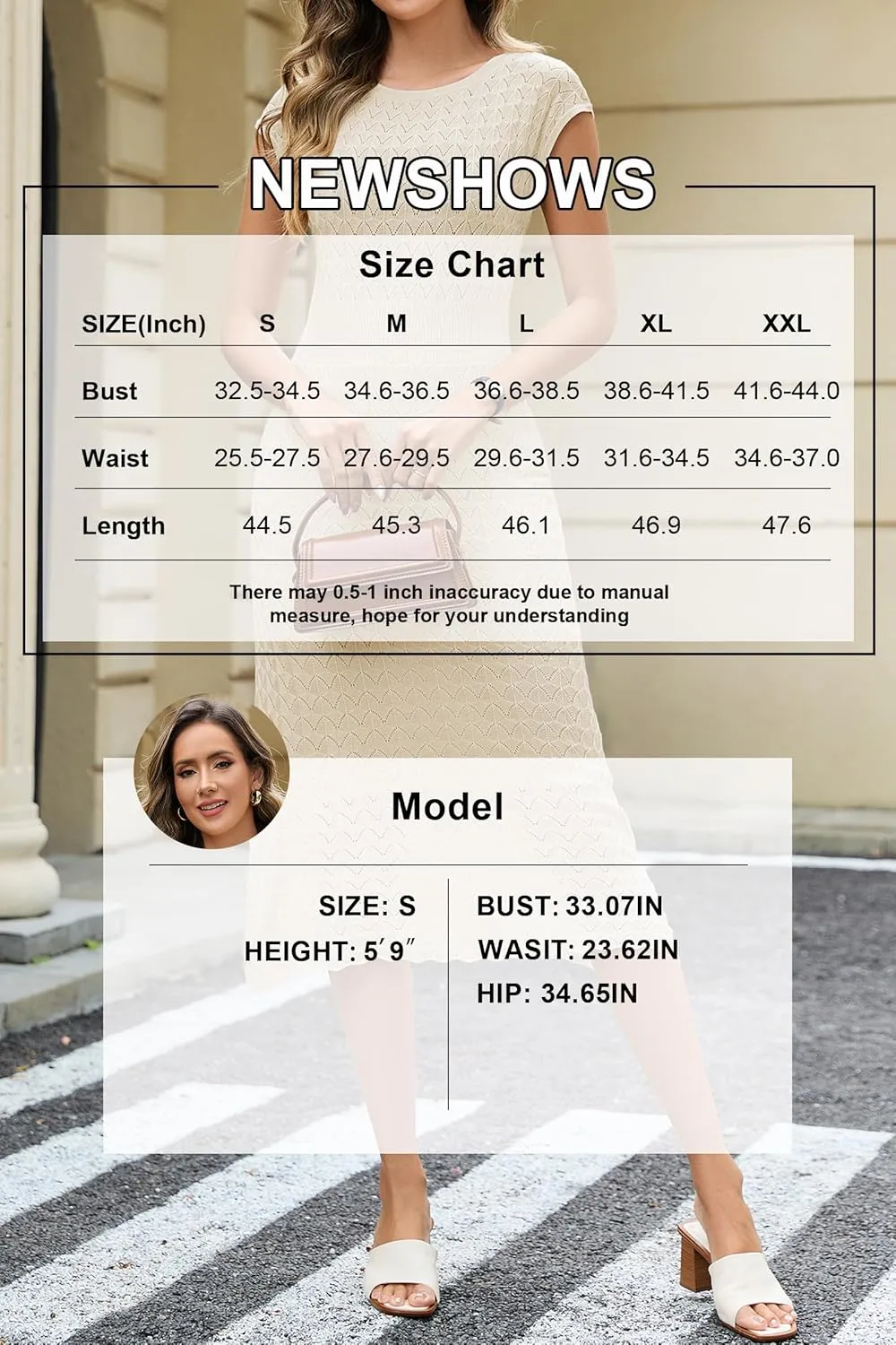 Newshows Women Summer 2025 Teacher Outfits Work Midi Boat Neck Cap Sleeve Hollow Knit Modest Business Casual Dress