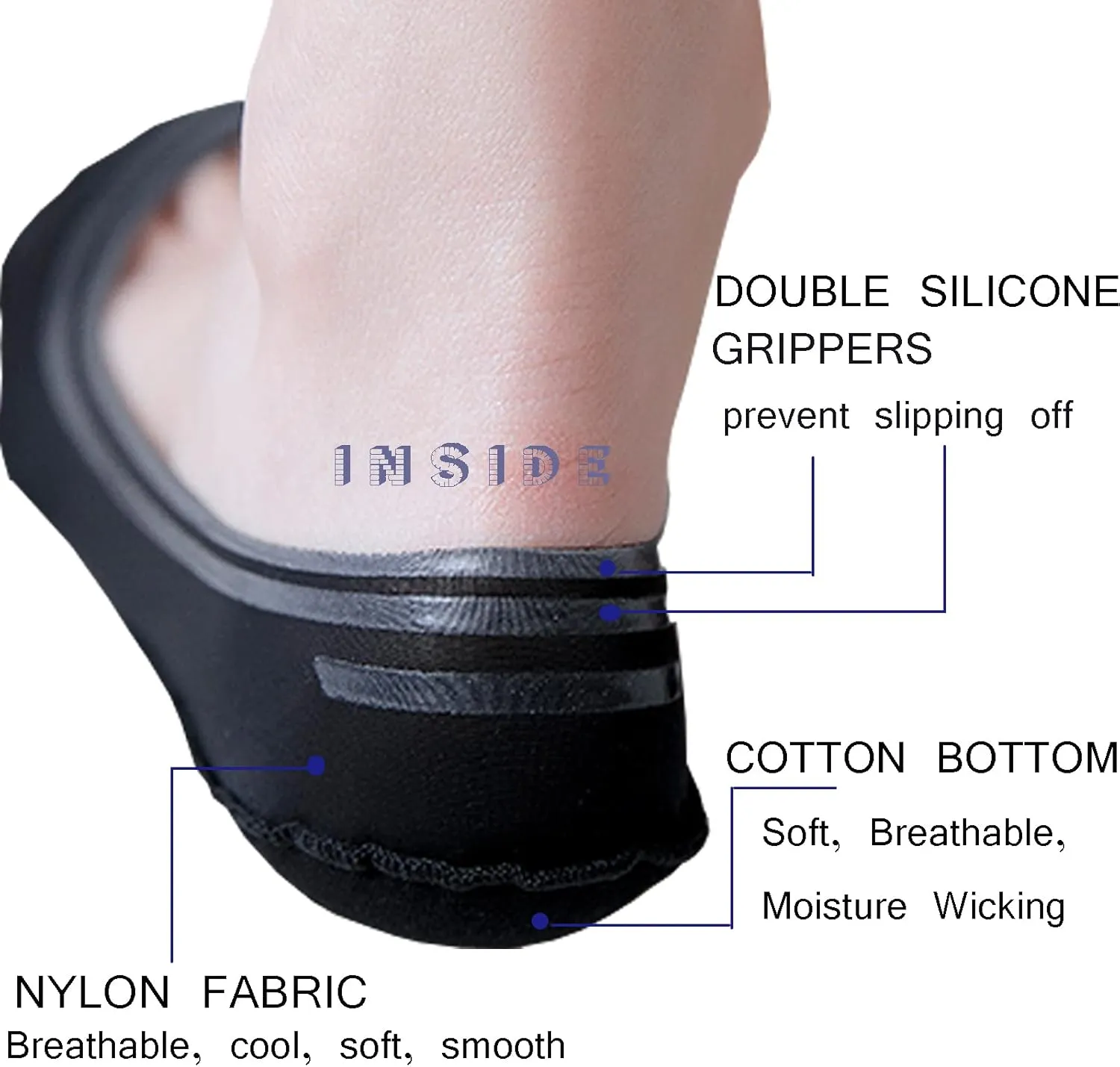 No Show Socks Women Ultra Low Cut Liner Socks for Flats Thin Non Slip Hidden Invisible Socks Nylon Boat Line 4/6 Packs