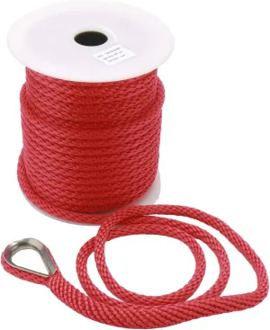 NovelBee 3/8 Inch 150Feet Premium Solid Braid MFP Anchor Line Anchor Rope with Stainless Steel Thimble (Red)