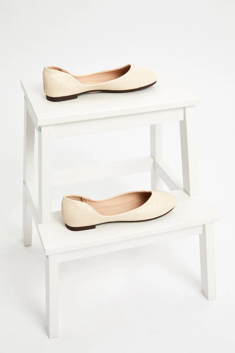 Nude Quilted Ballet Flat
