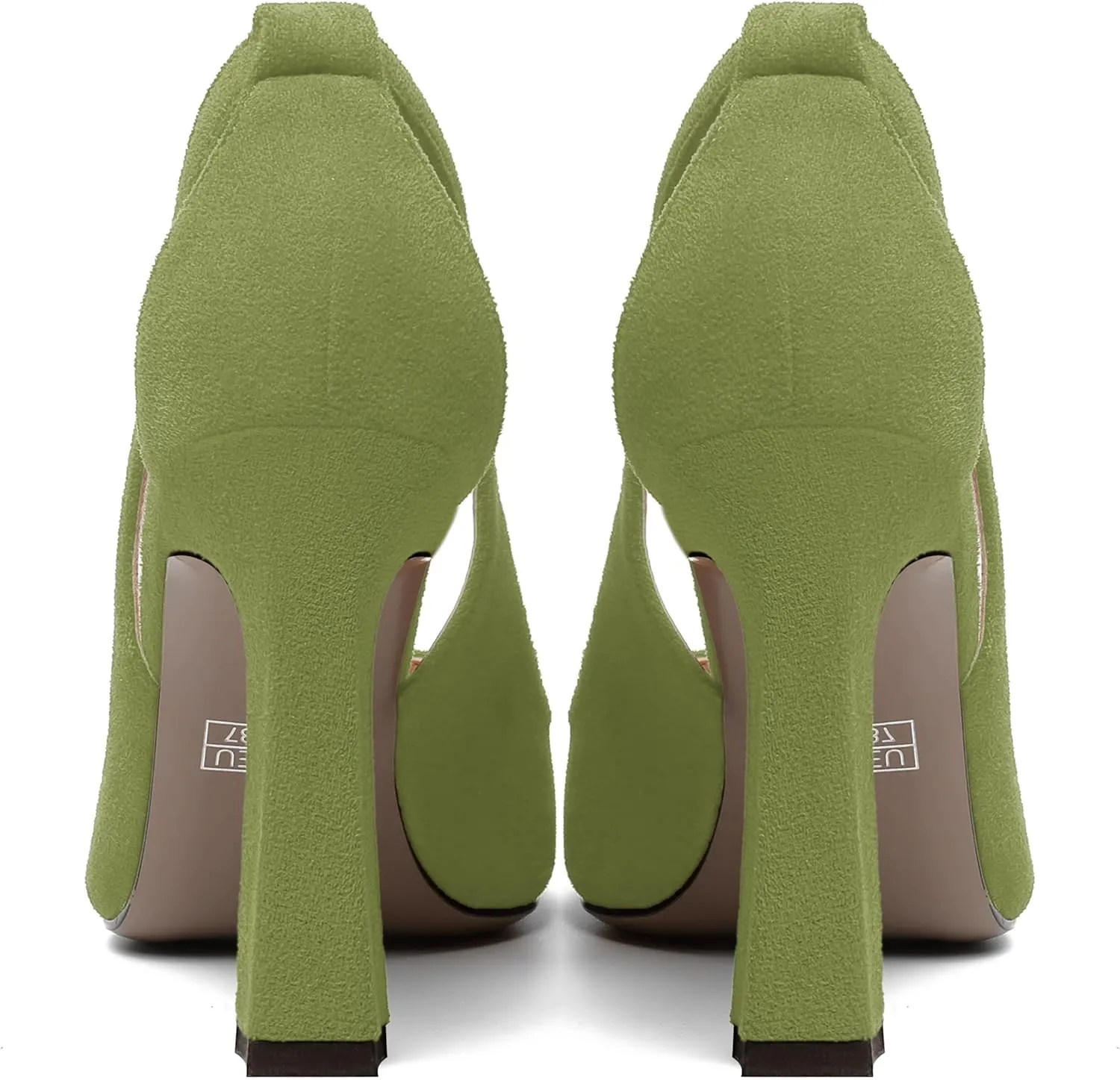 NUMALEO Womens Slingback Slip On Comfortable Evening Pointed Toe Sexy Suede Block High Heel Pumps Shoes 4 Inch
