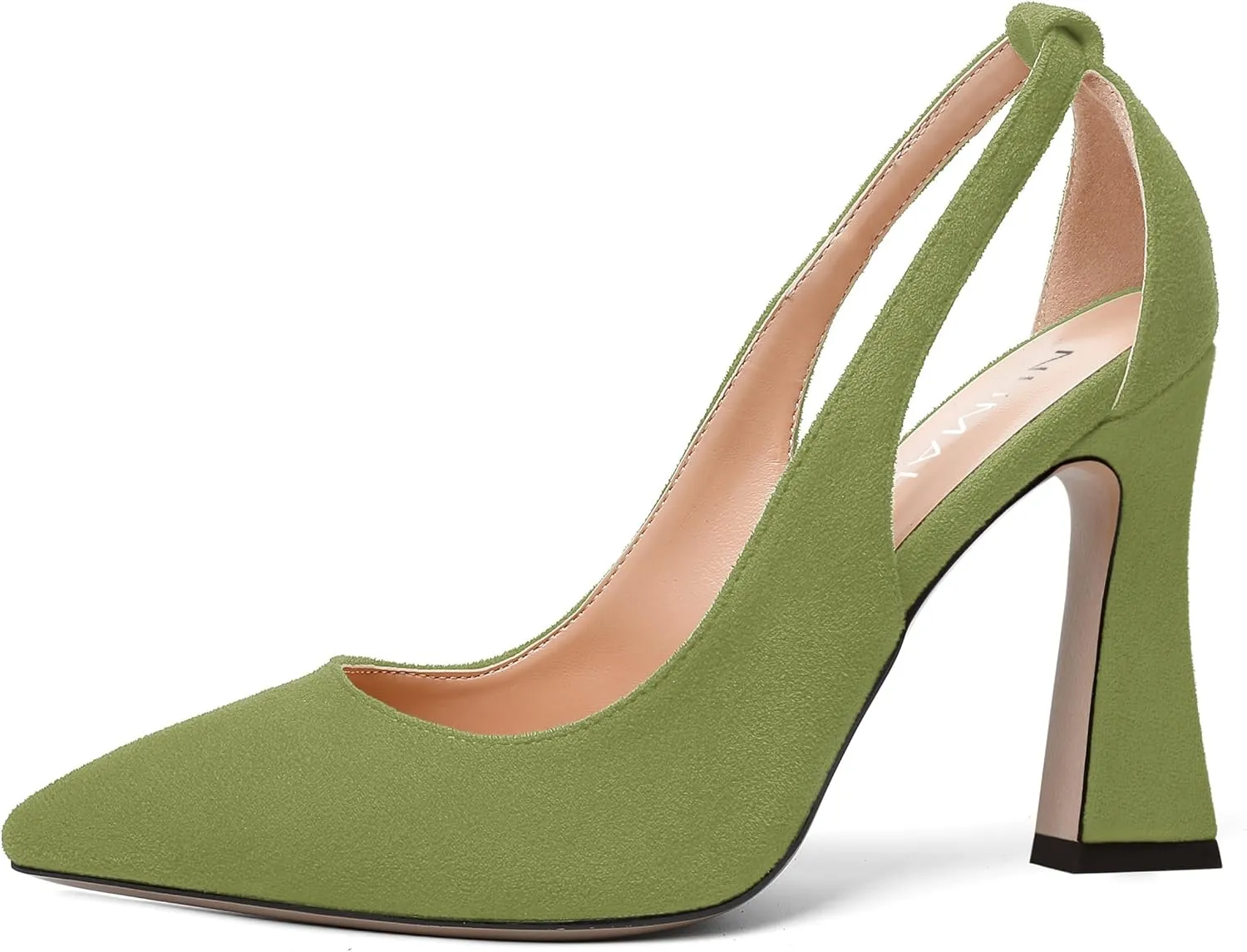 NUMALEO Womens Slingback Slip On Comfortable Evening Pointed Toe Sexy Suede Block High Heel Pumps Shoes 4 Inch
