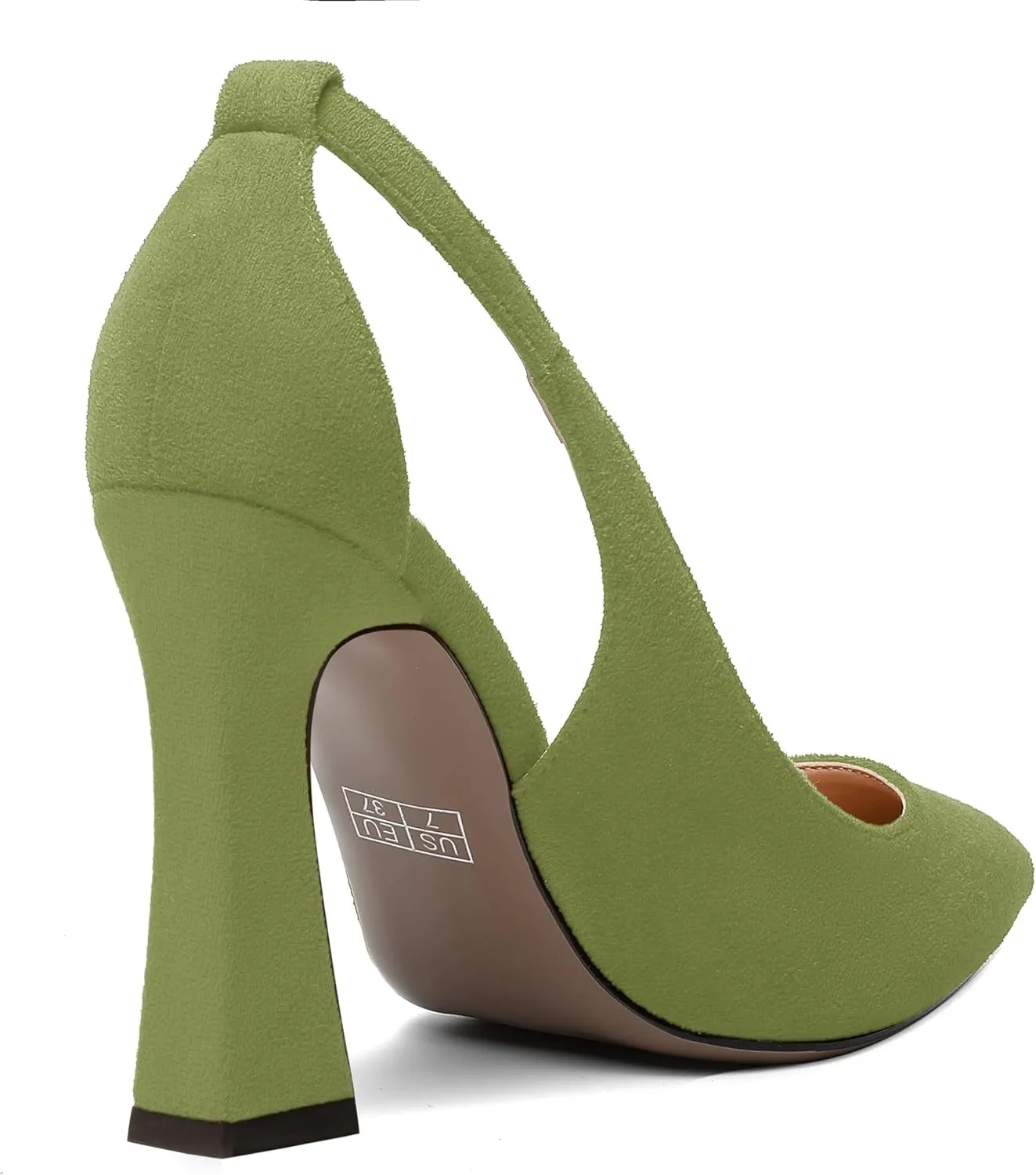 NUMALEO Womens Slingback Slip On Comfortable Evening Pointed Toe Sexy Suede Block High Heel Pumps Shoes 4 Inch