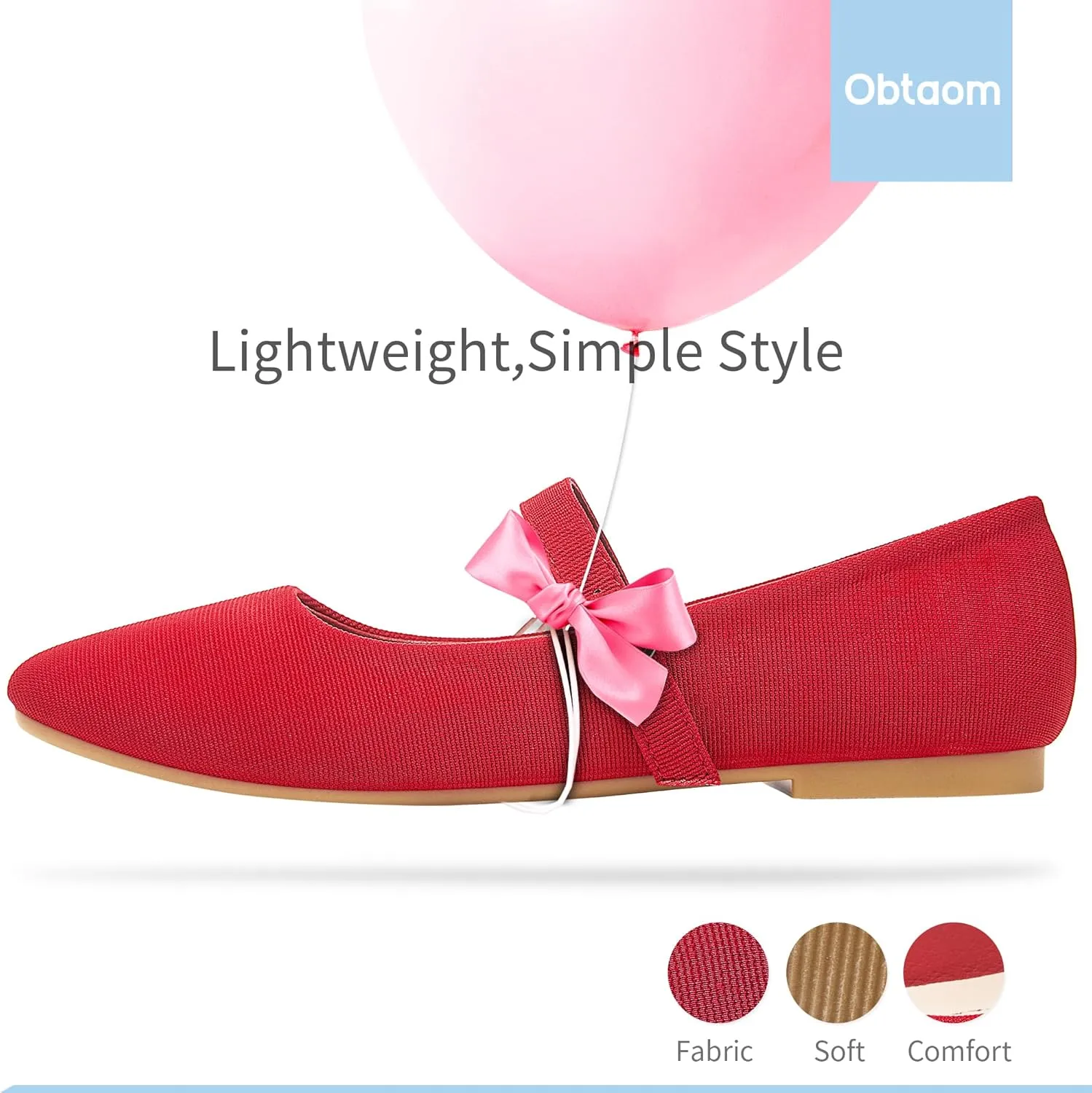 Obtaom Mary Jane Flat Shoes Round Toe Ballet Flats for Women Dressy Fabric Business Flats Comfortable Classic Strap Flats for Office