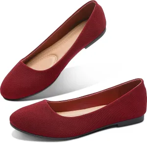 Obtaom Round Toe Women Flat Shoes Slip on Girls Dress Black Ballet Flats