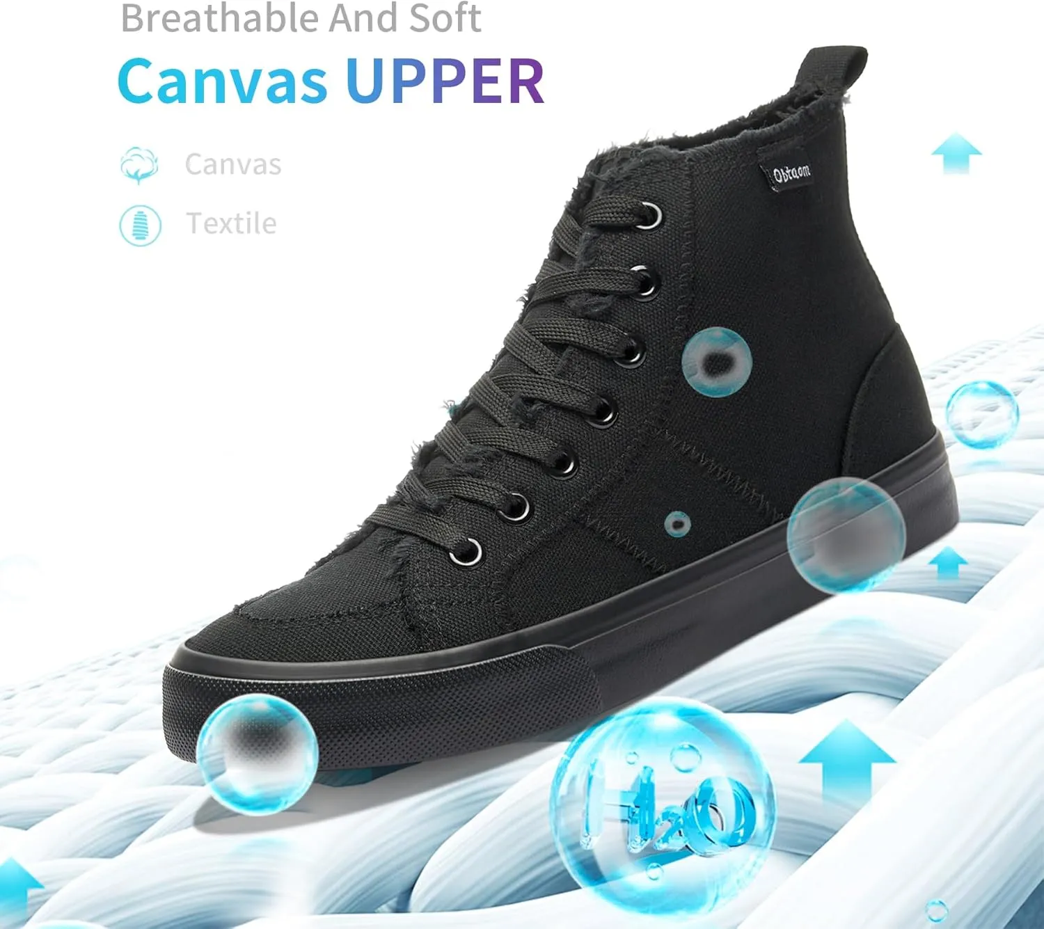Obtaom Womens/Mens high top Canvas Shoes Play mid Calf Fashion Sneaker Casual lace up hi top Washed Canvas Shoes