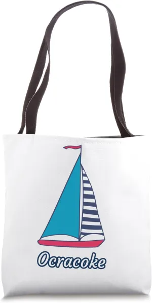 Ocracoke Island Sail Boat Sailing Nautical Regatta Coastal Tote Bag