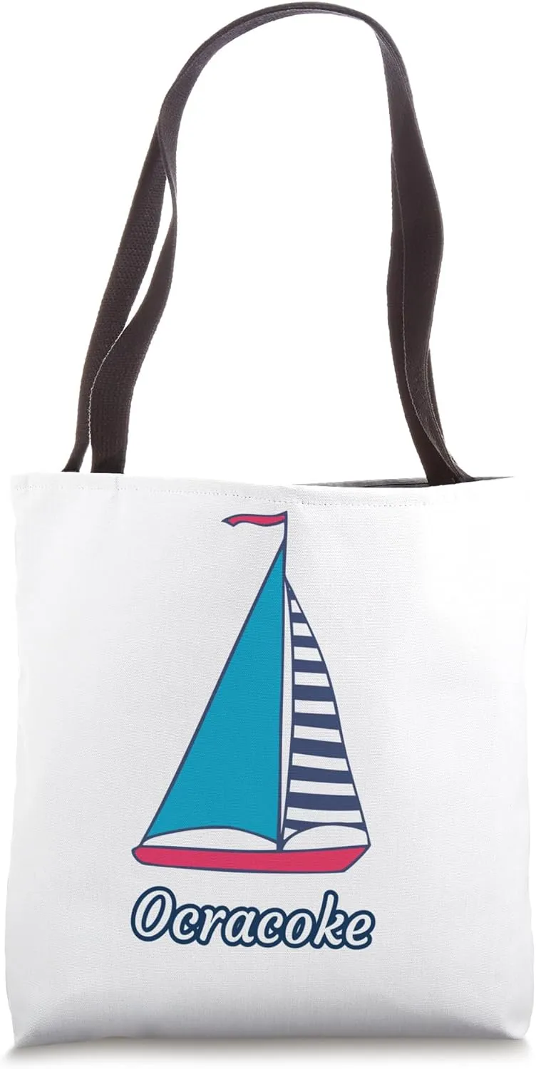 Ocracoke Island Sail Boat Sailing Nautical Regatta Coastal Tote Bag