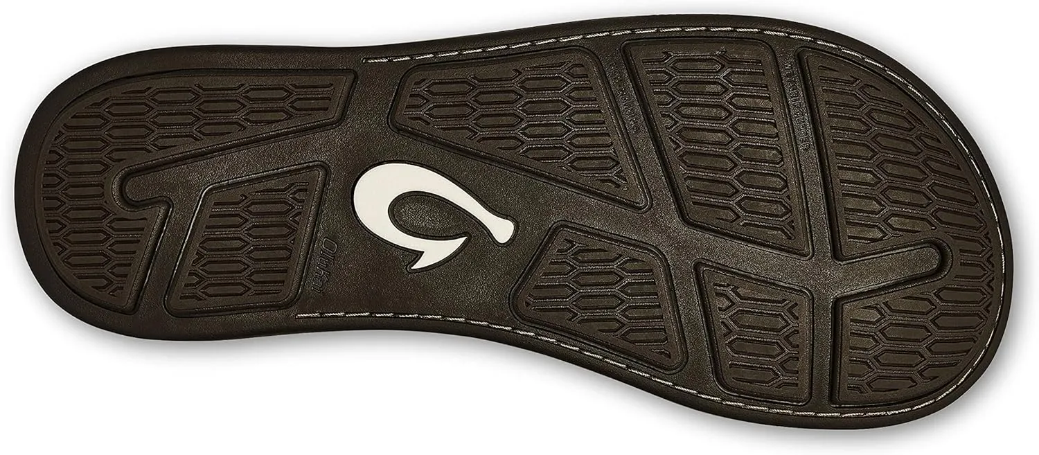 OLUKAI Tuahine Men's Waterproof Leather Sandals, Versatile Beach Flip Flops, Arch Support & Comfort Fit, Lightweight & Durable, Enhanced Grip & Traction