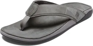 OLUKAI Tuahine Men's Waterproof Leather Sandals, Versatile Beach Flip Flops, Arch Support & Comfort Fit, Lightweight & Durable, Enhanced Grip & Traction