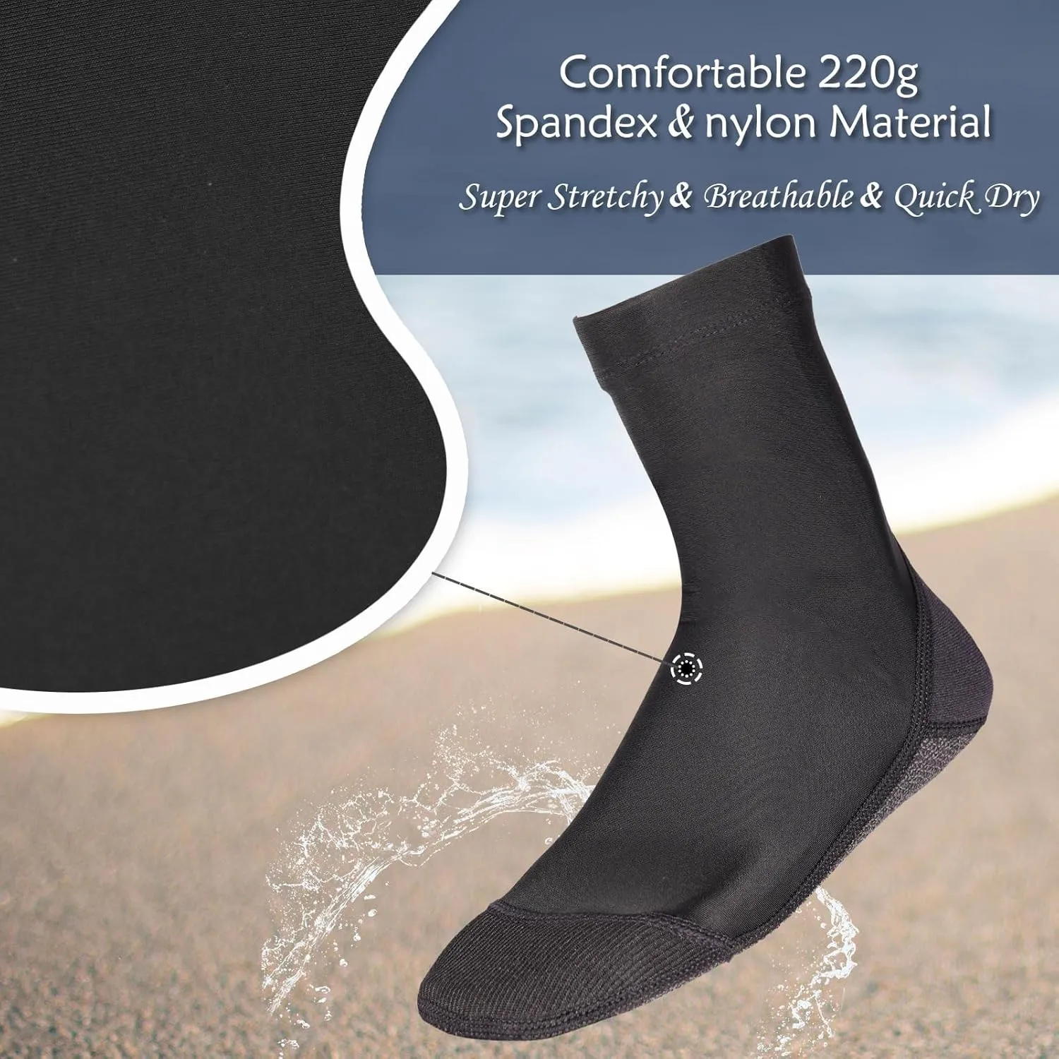 OMGear Water Socks Sand Proof Booties Quick Dry Swim Dive Socks for Sand Soccer Beach Volleyball
