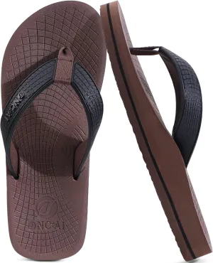 ONCAI Men's Flip Flops Summer Beach Fashion Yoga Mat Thong Sandals with Non-slip Outdoor Cushion Rubber Soles
