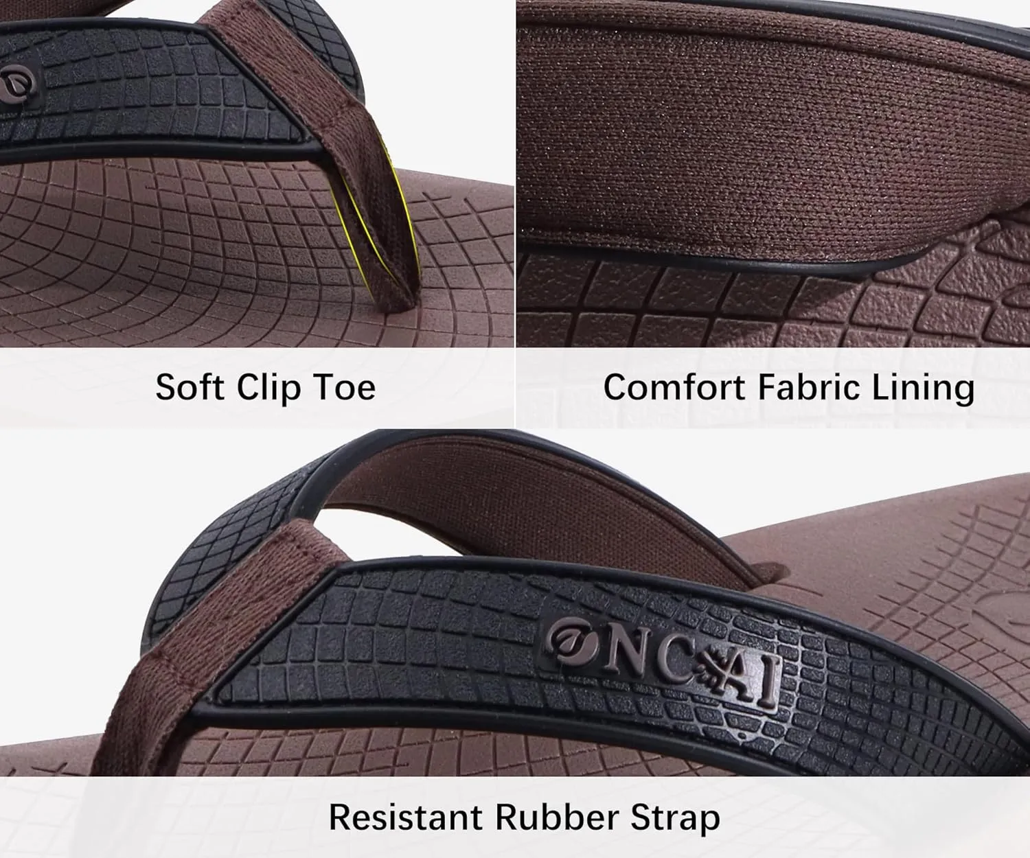 ONCAI Men's Flip Flops Summer Beach Fashion Yoga Mat Thong Sandals with Non-slip Outdoor Cushion Rubber Soles
