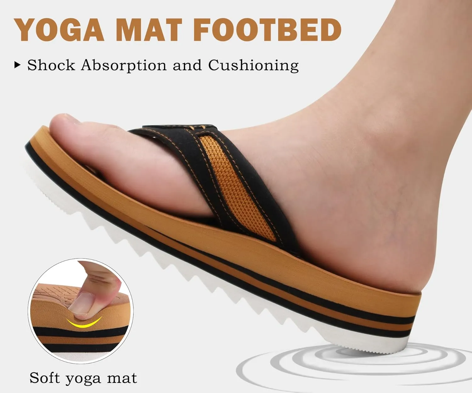 ONCAI Men's Flip Flops with Arch Support Orthotic Cushion Recovery Walking Slide Sandals for Men with Platform Summer Comfortable Soft Rubber Soles（US Size 7-15）