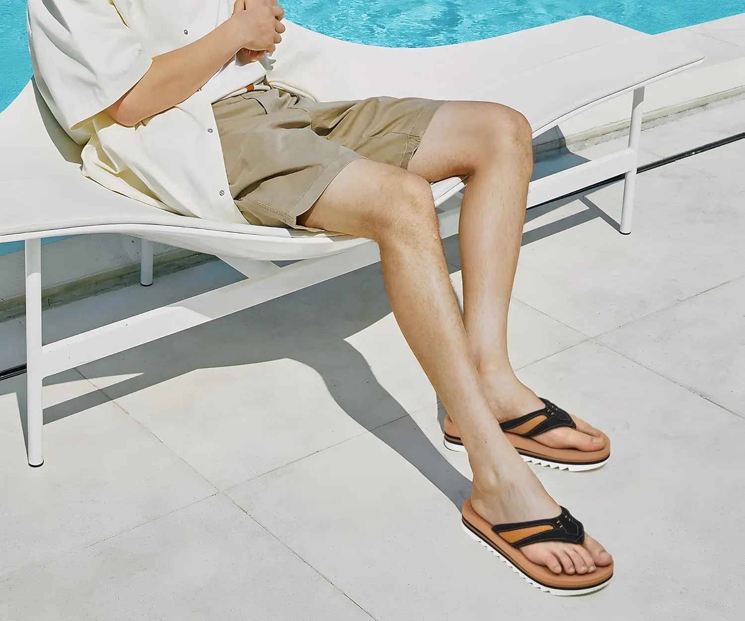 ONCAI Men's Flip Flops with Arch Support Orthotic Cushion Recovery Walking Slide Sandals for Men with Platform Summer Comfortable Soft Rubber Soles（US Size 7-15）