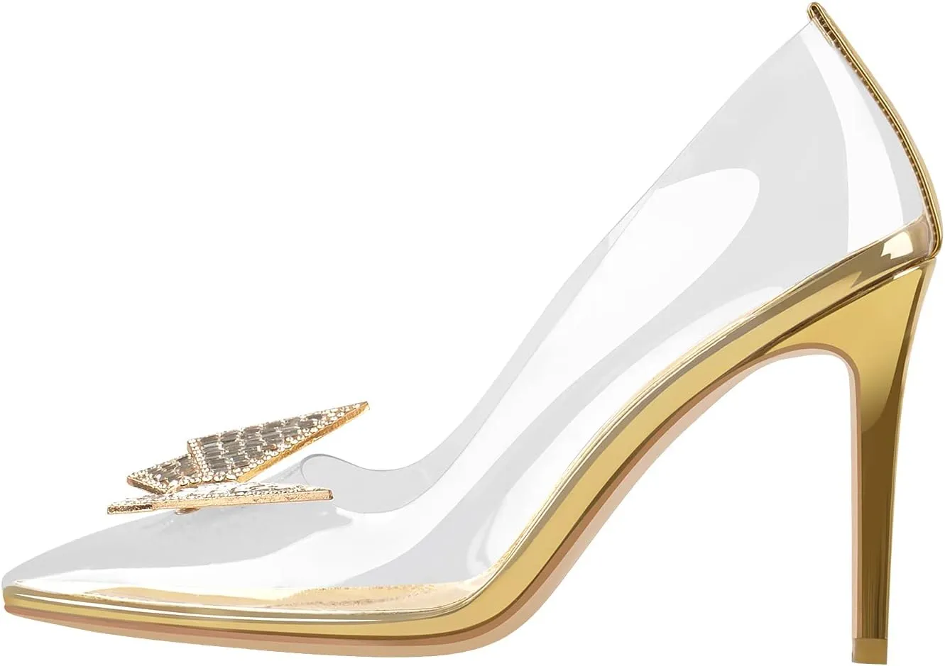 onlymaker Women's Pointed Toe Slip-on Clear Rhinestones Stiletto High Heel Pumps