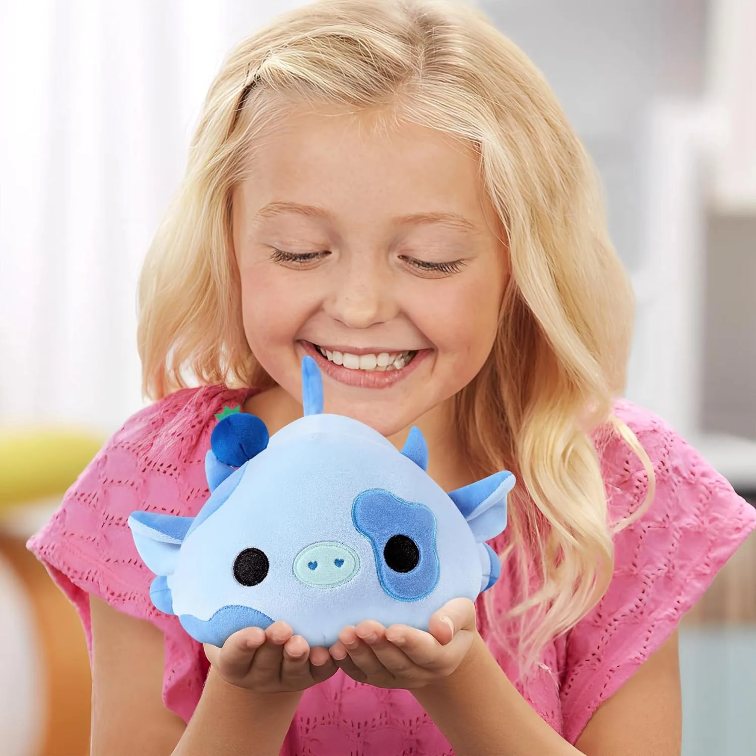 Onsoyours 9 Inch Cow Plush with Blueberry Headwear, Cute Blueberry Cow Stuffed Animal, Little Ultrasoft Plush Toy Gift for Kids