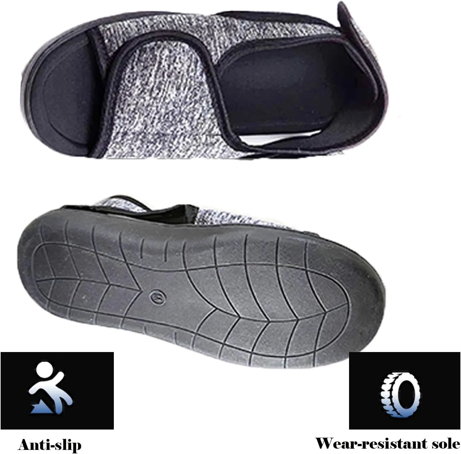 Open Toe Diabetic Shoes for Swollen Feet,Adjustable Walking Shoes Unisex Extra Wide Soft, Reduce Friction Indoor Outdoor Sandals (L)