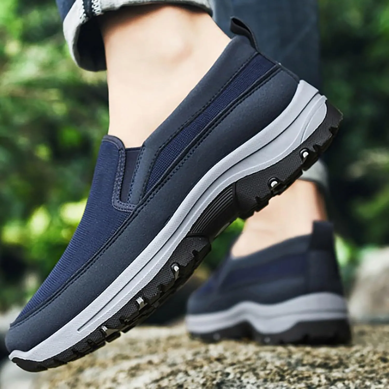 Orthoture Mens Shoes Orthowalkway Mens Shoes Walking Shoes Men Outdoor Casual Arch Support Slip-On Canvas Loafers