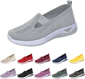 Orthowalk Shoes for Women Orthopedic Arch Support Woven Mesh Breathable Soft Sneakers Slip On Wide Diabetic Footwear