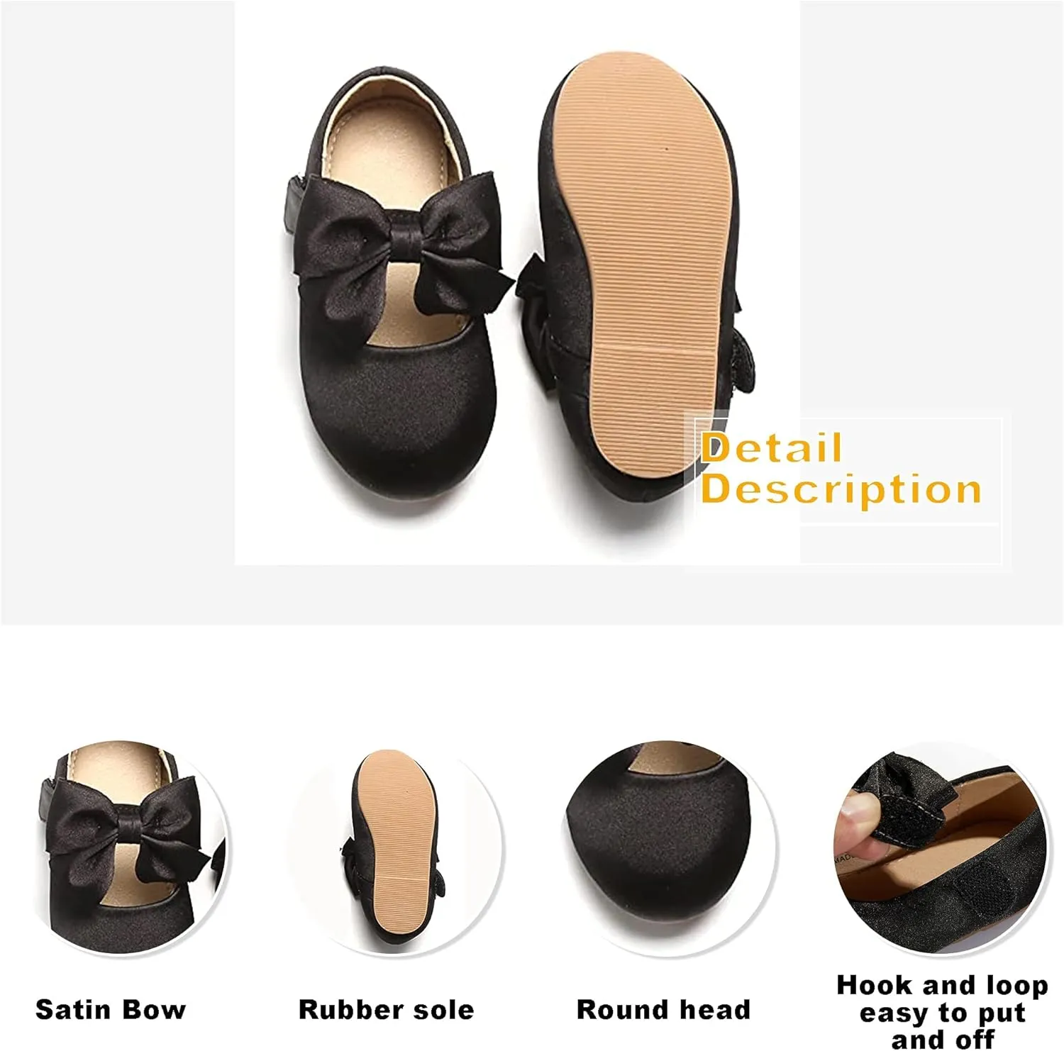 Otter MOMO Toddler Little Girls Princess Shoes Mary Jane Ballerina Flats Flower Girl Dress Shoes