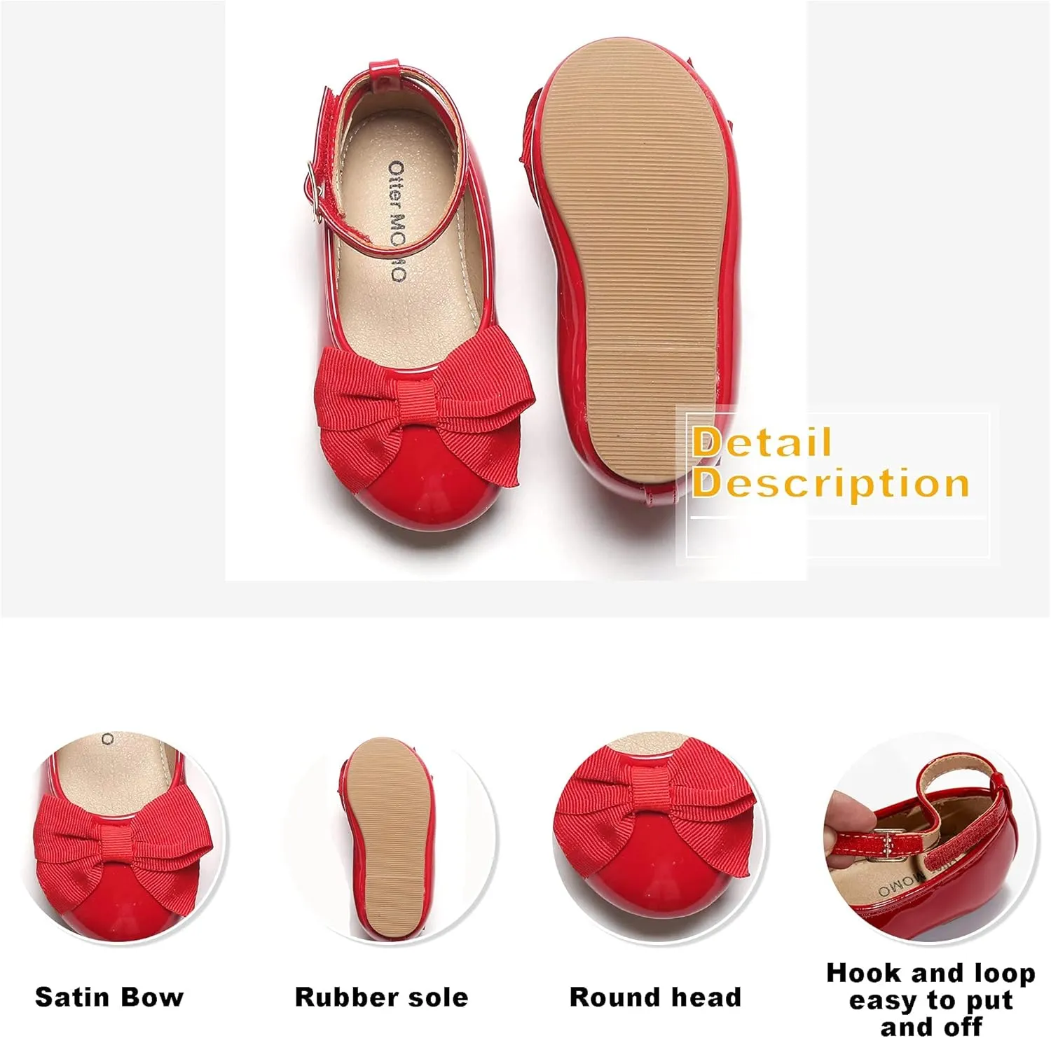 Otter MOMO Toddler Little Girls Princess Shoes Mary Jane Ballerina Flats Flower Girl Dress Shoes