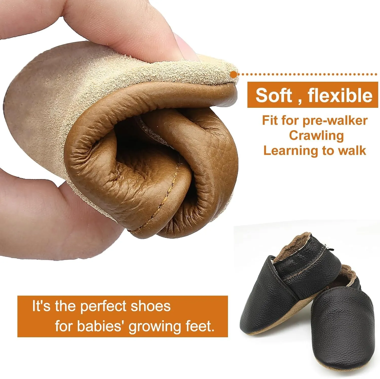 OWLOWLA Soft Sole Baby Shoes Leather Baby First Walking Crib Shoes Slip-on Baby Moccasins Infant Toddler Pre-Walker Shoes for Boy Girl