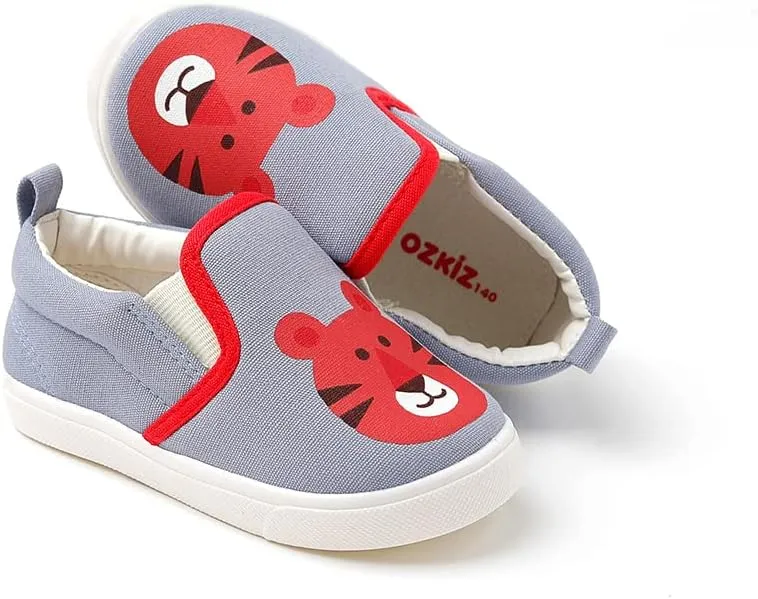 Ozkiz 'Zoo' Animal Slip-On Shoes for Girls Boys Toddler Little Kids_Blue, Pink, Beige, Yellow, Grey US Size 7-11_